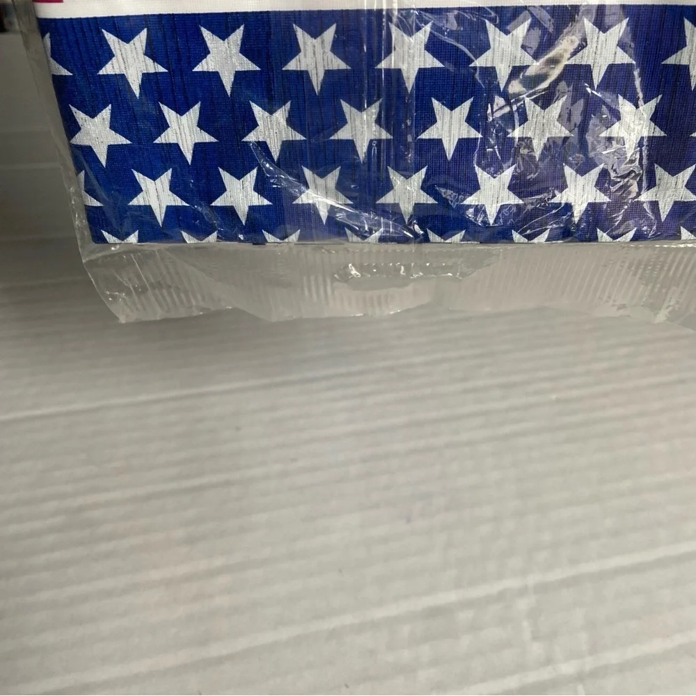 American Flag Plastic Table Cover Leak Proof  American Greetings 48in X 88 in